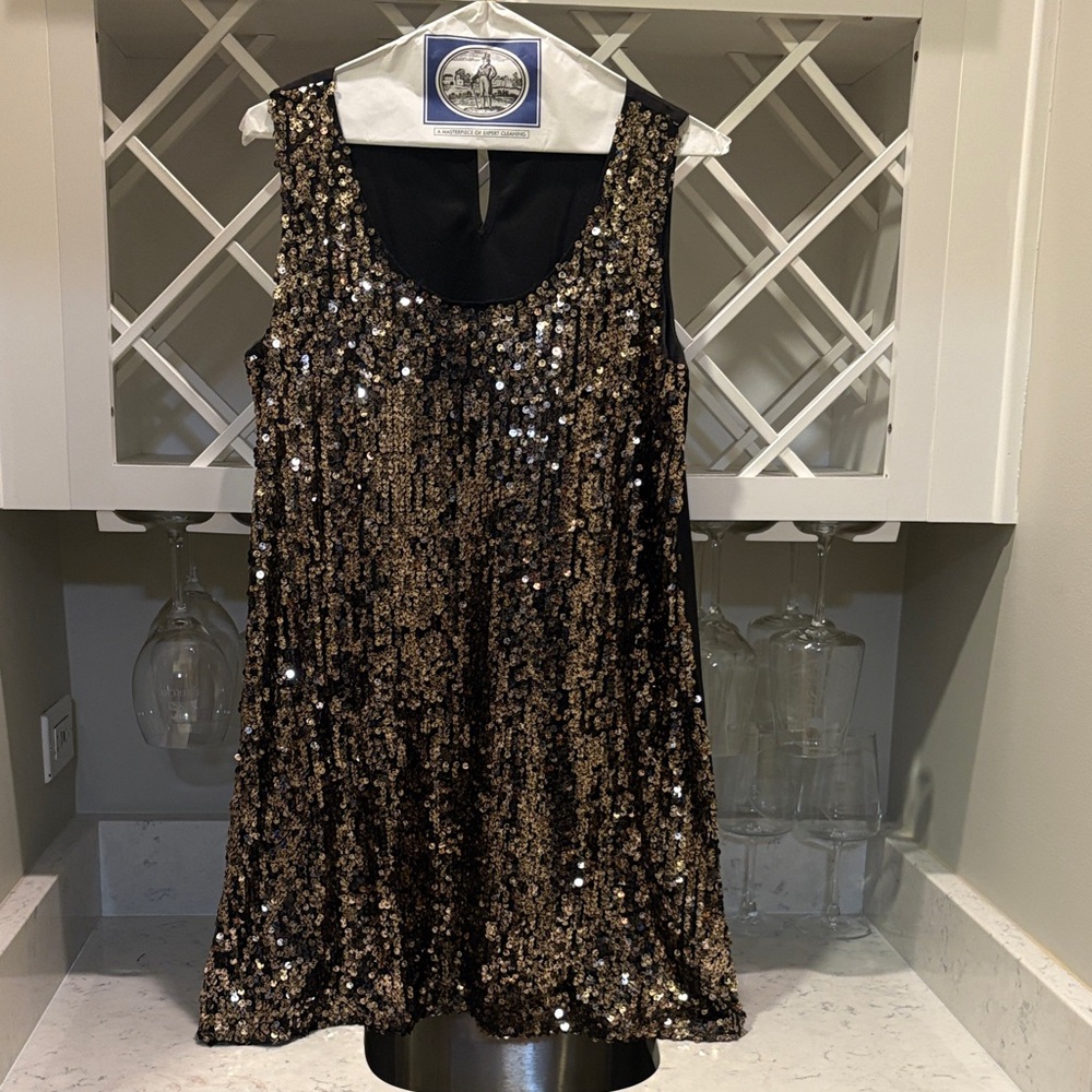 Blu Pepper Black and Gold Sequin Mini Dress